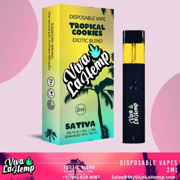 Viva La Hemp - Exotic Blend 2ml - Delta8 HHC CBN Disposable - Tropical Cookies - Sativa