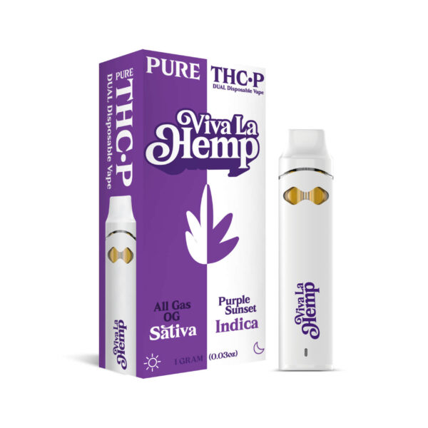 THCP Dual Disposable Vape - 1G<br>All Gas Sativa & Purple Sunset Indica