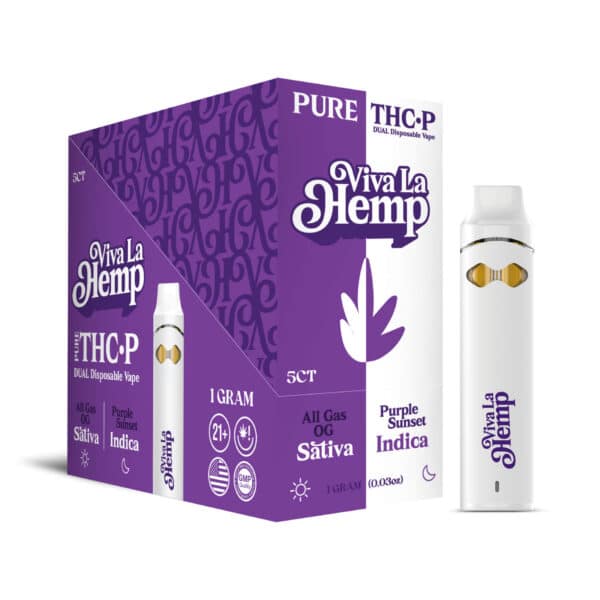 THCP Dual Disposable Vape - 1G<br>All Gas Sativa & Purple Sunset Indica - Image 3