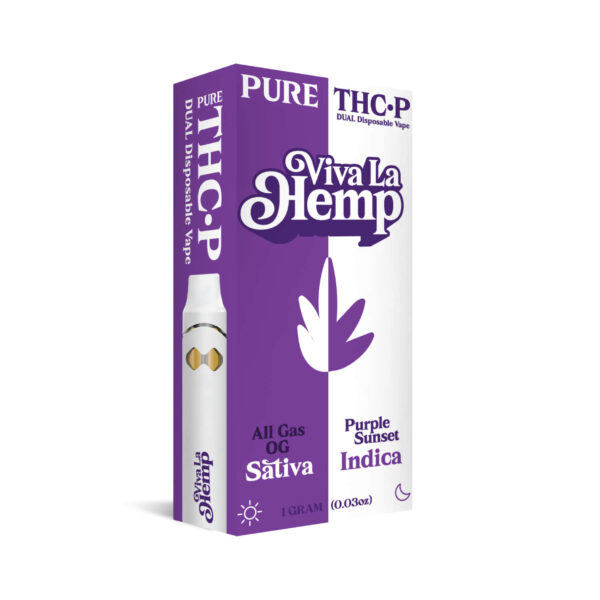 THCP Dual Disposable Vape - 1G<br>All Gas Sativa & Purple Sunset Indica - Image 2