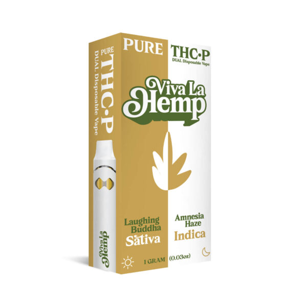 THCP Dual Disposable Vape - 1G<br>Laughing Buddha Sativa & Amnesia Haze Indica - Image 2