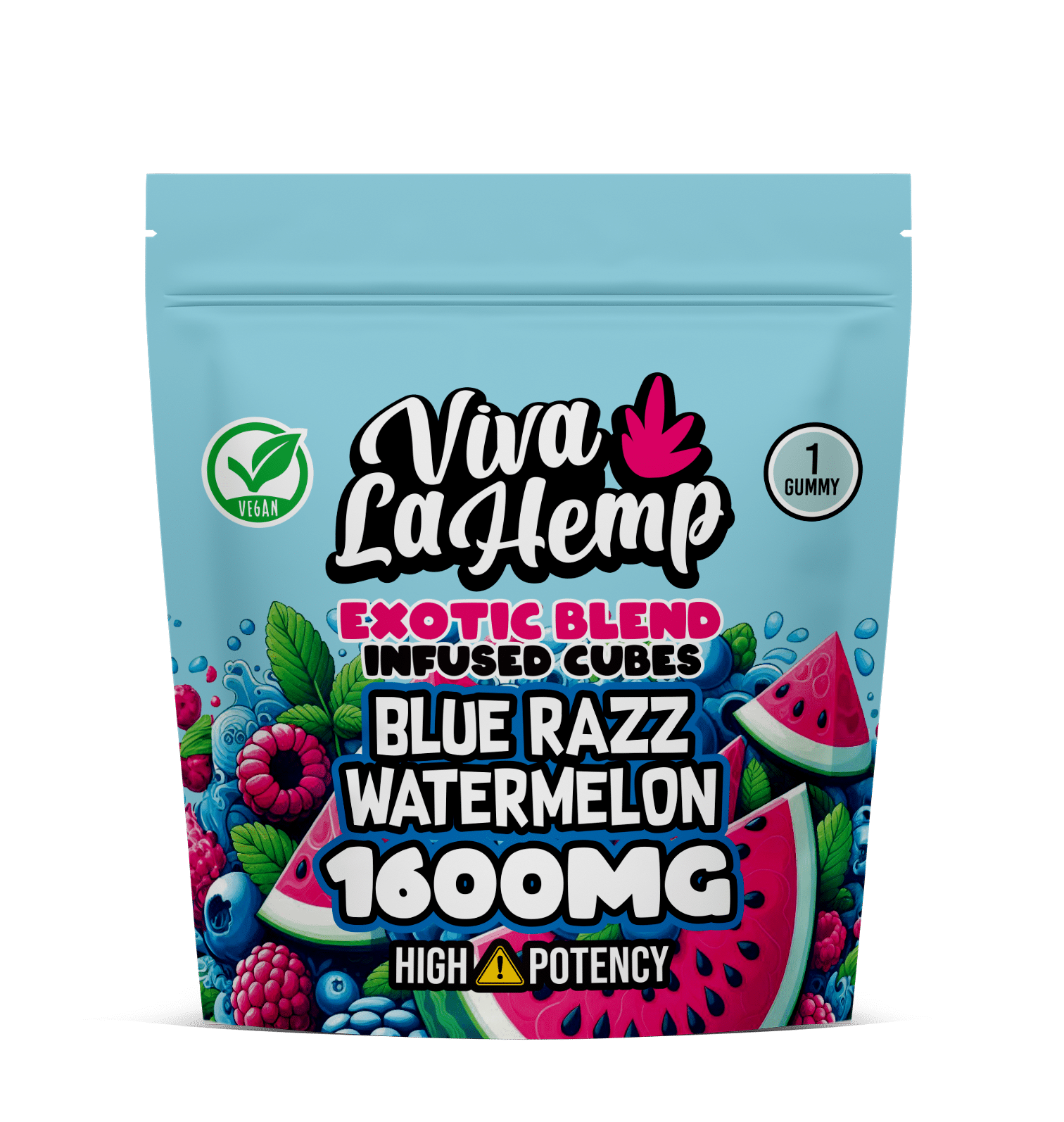 Exotic Blend Infused Cubes – 1600MG <br> Blue Razz Watermelon (Pack of 5)