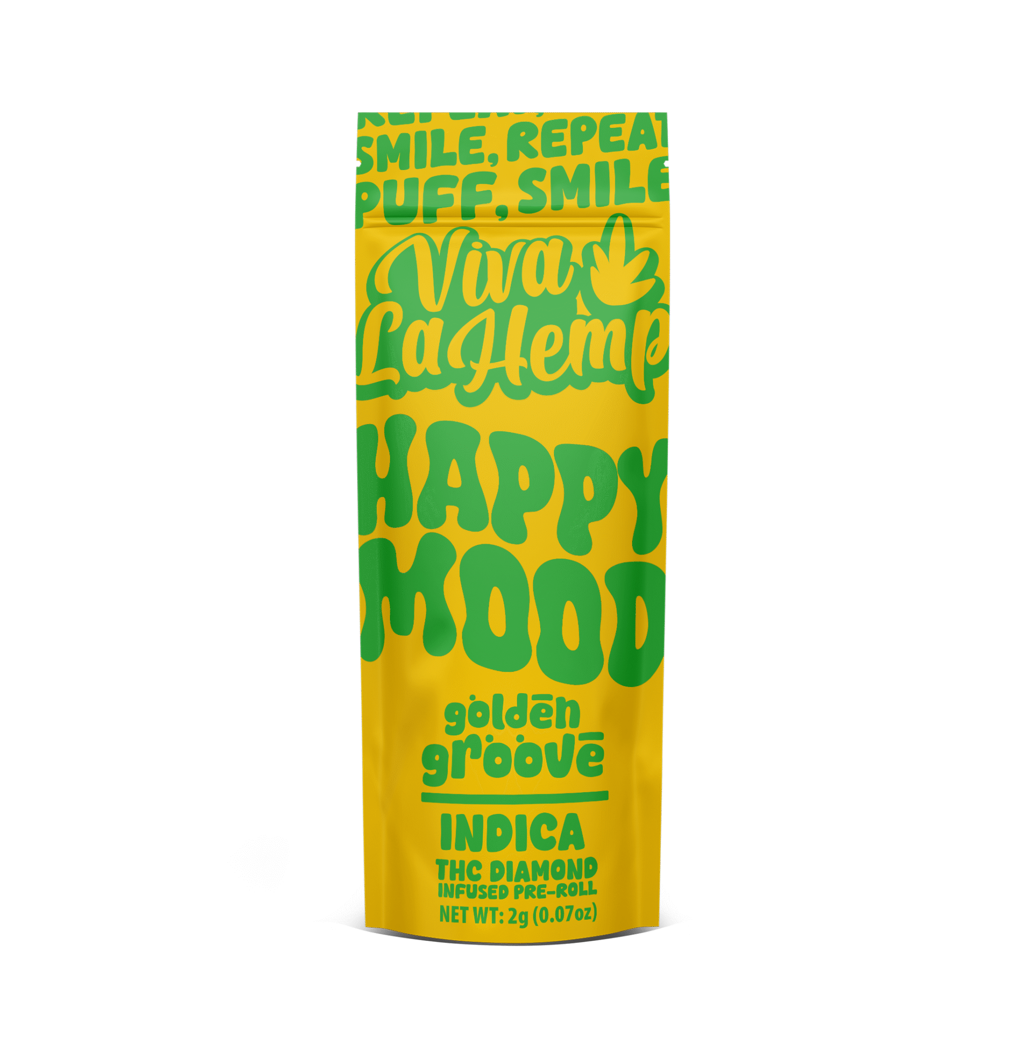 THC Diamond Pre Rolls - Happy Mood 2 Gram - 90ct - Golden Groove (Indica)