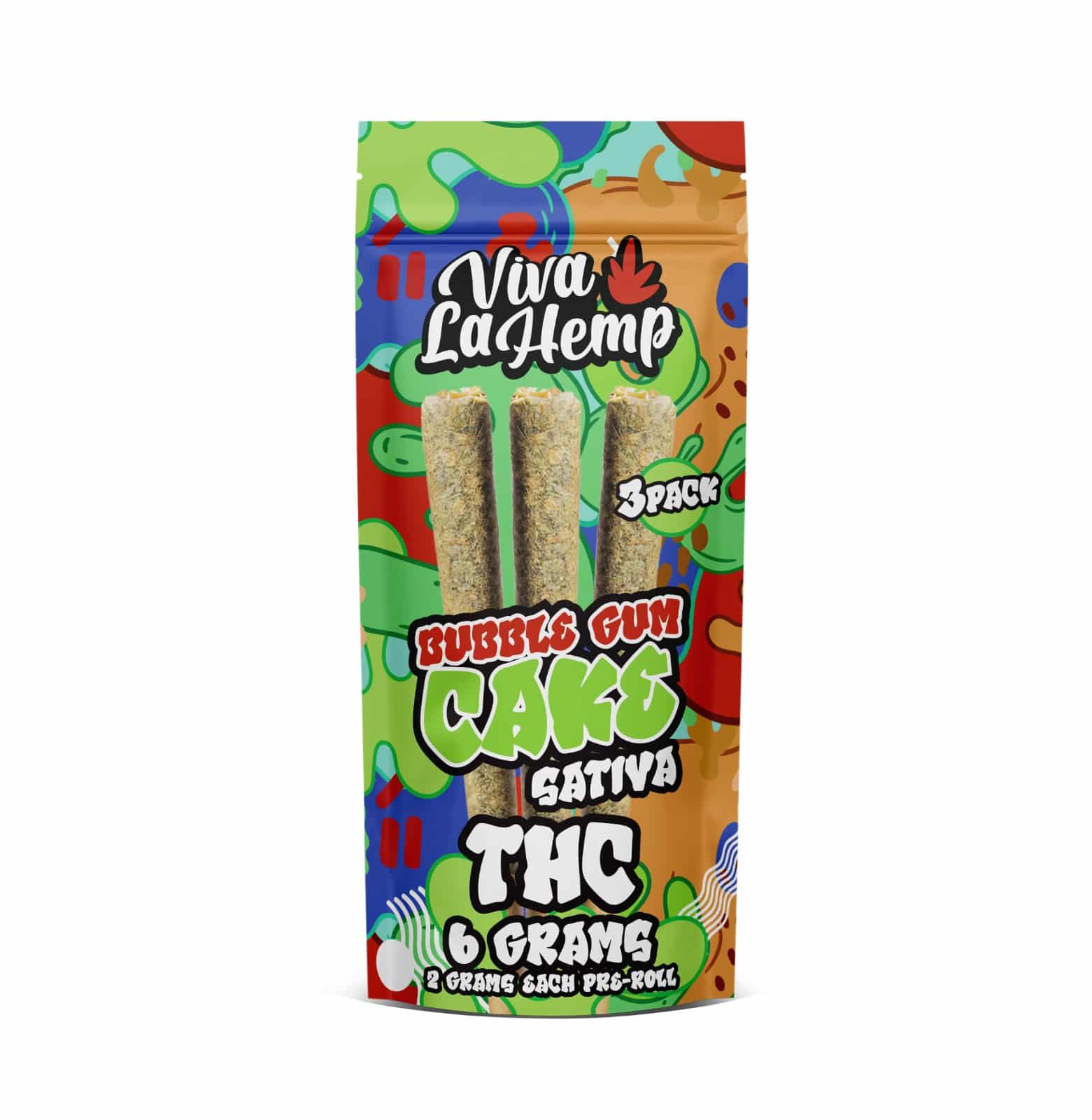 THC Pre-Roll - 3 Pack - 6 Gram <br> Bubble Gum Cake – Sativa