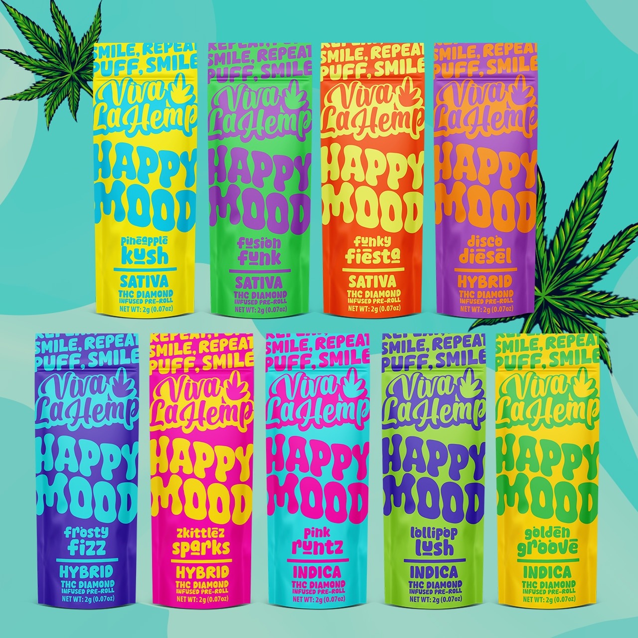 THC Pre Rolls Happy Mood 2 Gram 90ct
