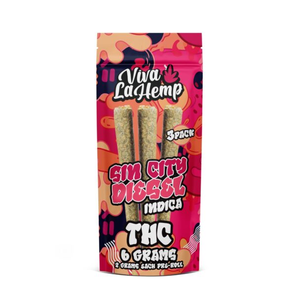 THC Pre-Roll - 3 Pack - 6 Gram <br> Sin City Diesel – Indica