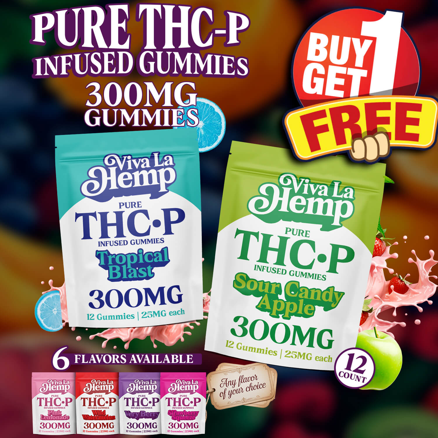 THC-P 300MG Gummies → Buy 1 Get 1 Free